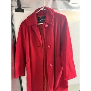 Vintage Bramson 100% Pure Cashmere Red Women's Coat Luxury ETINGER Size Large